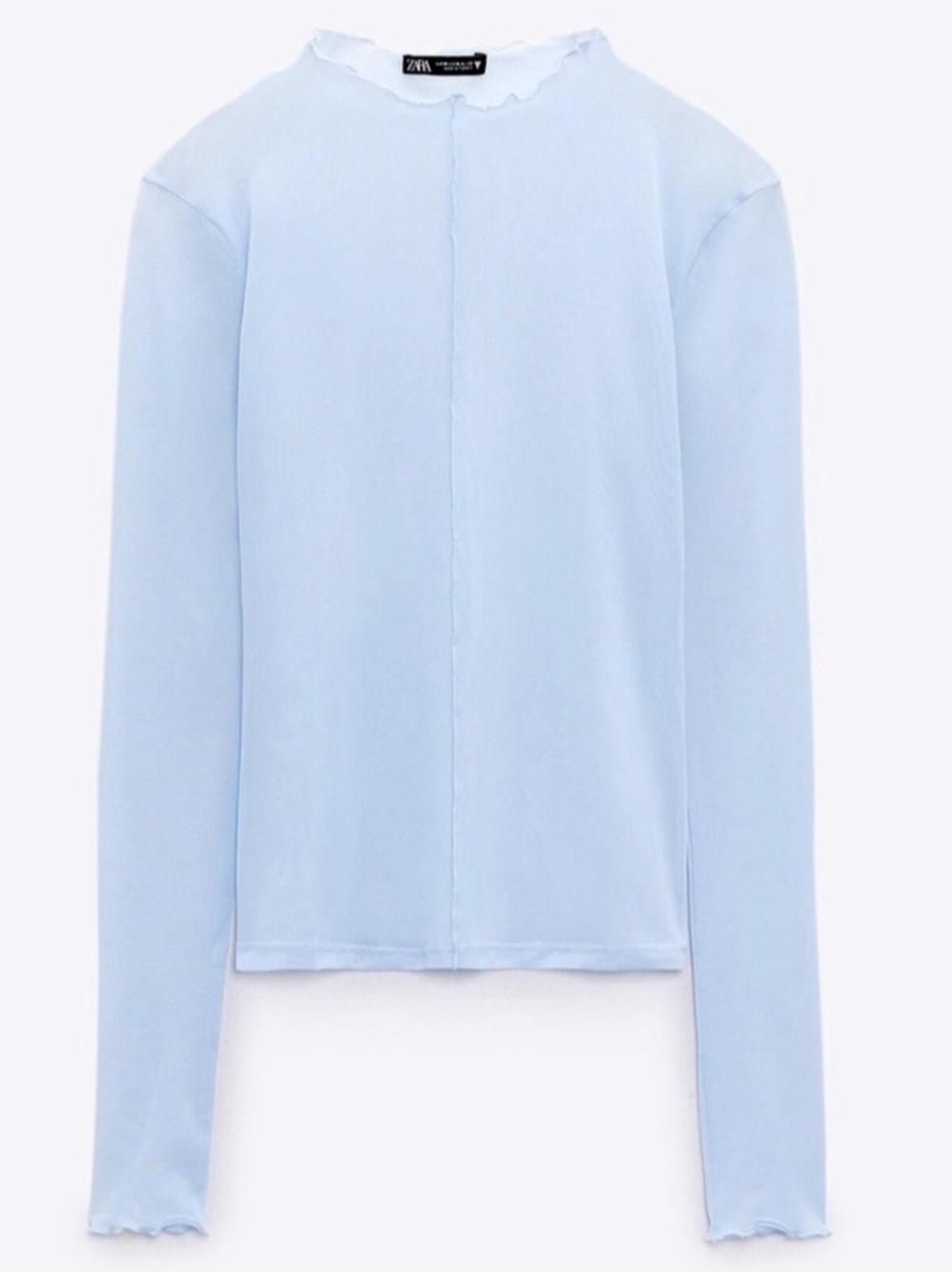 Zara Long Sleeve Sheer Tulle Shirt in Blue Size Small